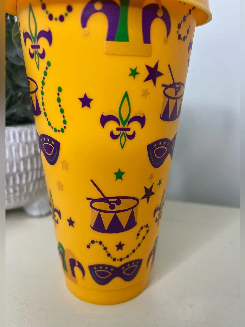 Brand New-Mardi Gras Tumbler with Straw